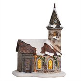 LuVille Kerstdorp Miniatuur Kerk St. Charlier - L17 x B14 x H24 cm