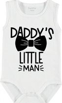 Baby Rompertje met tekst ' Daddy's little man 2' | mouwloos l | wit zwart | maat 50/56 | cadeau | Kraamcadeau | Kraamkado