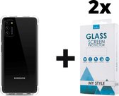 Crystal Backcase Transparant Shockproof Hoesje Samsung Galaxy A41 - 2x Gratis Screen Protector - Telefoonhoesje - Smartphonehoesje