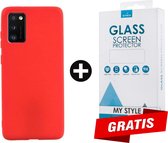 Siliconen Backcover Hoesje Samsung Galaxy A41 Rood - Gratis Screen Protector - Telefoonhoesje - Smartphonehoesje