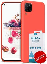 Siliconen Backcover Hoesje Huawei P40 Lite Rood - Gratis Screen Protector - Telefoonhoesje - Smartphonehoesje