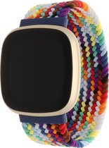 Bandje Voor Fitbit Versa 3 / Sense Nylon Gevlochten Solo Band - Kleurrijk Fel (Veelkleurig) - Maat: XL - Horlogebandje, Armband