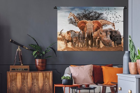 Tapisserie - Animaux - Girafe - Éléphant - 120x80 cm - Tapisserie