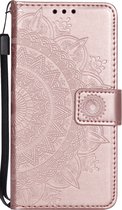 GSMNed - Leren design telefoonhoes - iPhone 12 mini roze - Luxe iPhone hoesje met print - inclusief koord - pasjeshouder/portemonnee