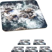 Onderzetters voor glazen - Zee - Stenen - Water - 10x10 cm - Glasonderzetters - 6 stuks