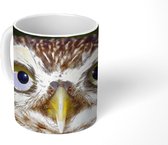 Mok - Close-up van een bruine uil - 350 ML - Beker