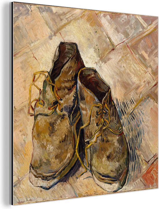 Wanddecoratie Metaal - Aluminium Schilderij Industrieel - Schoenen - Vincent van Gogh - 20x20 cm - Dibond - Foto op aluminium - Industriële muurdecoratie - Voor de woonkamer/slaapkamer