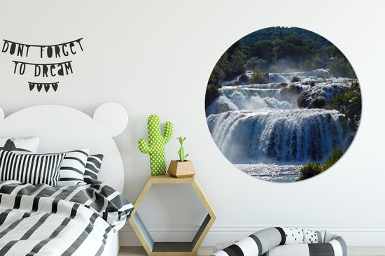 WallCircle - Wall Circle - Wall Circle - Cascades empilées dans les rivières du parc national de Krka en Croatie - Aluminium - Dibond - 120x120 cm - Intérieur et extérieur XXL