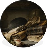 WallCircle - Wandcirkel - Muurcirkel - Stilleven met boeken - Schilderij van oude meester Jan Lievens - Aluminium - Dibond - ⌀ 60 cm - Binnen en Buiten