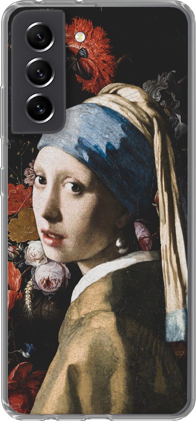 Canvas schilderij - Meisje met de parel - Johannes Vermeer - Goud