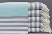 Set van 2 Turks Strandlaken | Yogahanddoek | Badhanddoek | Handdoek van huwelijksgeschenk, handdoek van biologisch katoen, handdoek van Peshtemal, handdoek van grijs en mint, 40x70