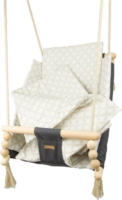 Babywiegschommel - max. 20 kg - grijze, crème diamanten van Childhome — afbeelding 3