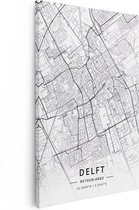 Artaza - Peinture sur Canevas - Plan de la ville de Delft en blanc - 20x30 - Petit - Photo sur Toile - Impression sur Toile