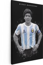 Artaza Canvas Schilderij Voetbalspeler Diego Maradona bij Argentinië - 80x120 - Groot - Muurdecoratie - Canvas Print
