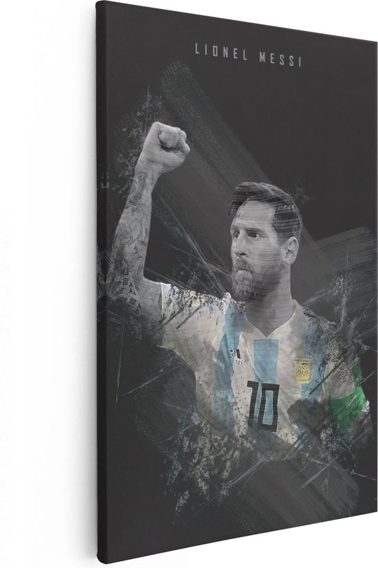 Artaza Canvas Schilderij Lionel Messi bij Argentinië - 60x90 - Foto Op Canvas - Wanddecoratie