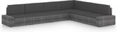 vidaXL 6-delige Loungeset met kussens poly rattan grijs