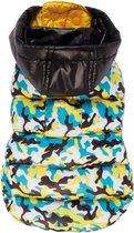 Croci hondenjas tweezijdig kinky camouflage geel / zwart / blauw (45 CM)