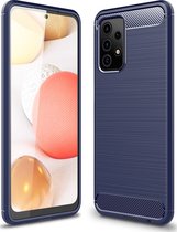 Samsung Galaxy A52 Hoesje - Mobigear - Brushed Slim Serie - TPU Backcover - Donkerblauw - Hoesje Geschikt Voor Samsung Galaxy A52