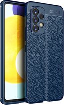 Samsung Galaxy A53 Hoesje - MobyDefend TPU Gelcase - Lederlook - Navy Blauw - GSM Hoesje - Telefoonhoesje Geschikt Voor: Samsung Galaxy A53