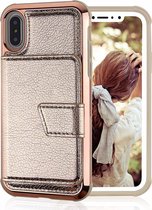 ShieldCase geschikt voor Apple iPhoneXs Max wallet case met spiegel - goud