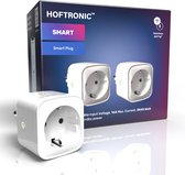 2x HOFTRONIC Slimme Stekker - Smart plug 16A - WiFi + Bluetooth - Met Tijdschakelaar - Compatible met alle smart assistenten - Incl. Energiemeter - Extra hoog en smal design - Smart stopcontact