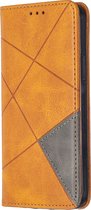 Apple iPhone 12 Hoesje - Mobigear - Rhombus Slim Serie - Kunstlederen Bookcase - Cognac - Hoesje Geschikt Voor Apple iPhone 12