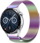 Milanees Smartwatch bandje - Geschikt voor  Huawei Watch GT 3 46mm Milanese band - regenboog - 46mm - Strap-it Horlogeband / Polsband / Armband