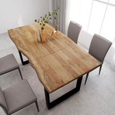 Furnibella - Massief Acaciahouten Eettafel Tafel Keukentafel Eetkamertafel Tafels Meubel Dinertafel Eettafels Keukentafels Diner Keuken Eetkamertafels