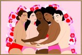 JUNIQE - Poster met kunststof lijst Unity -13x18 /Bruin & Roze