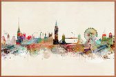 JUNIQE - Poster met kunststof lijst London -13x18 /Kleurrijk