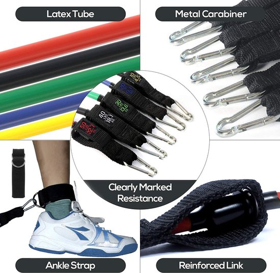 Boksweerstandsbanden, weerstandsbanden, box-trainingsuitrusting met manchetten en enkelbandjes, full body weerstandstraining set voor boksen, MMA, Martial Arts training