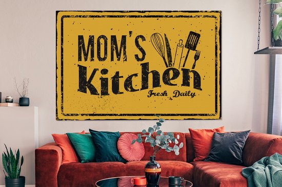 Tableau sur toile Cuisine - Maman - Vintage - 180x120 cm - Décoration murale XXL