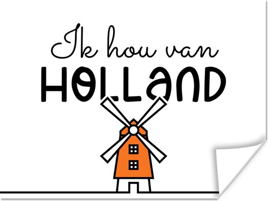Affiche Holland - Moulin à Vent - Oranje - 120x90 cm