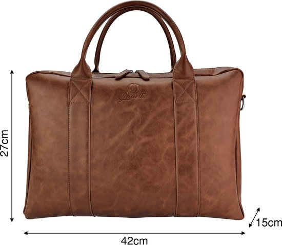 Jaunti Leren Laptoptas - 15,6 inch - Bruin– Leer - Aktetas - Schoudertas -  Dames &... | bol.com