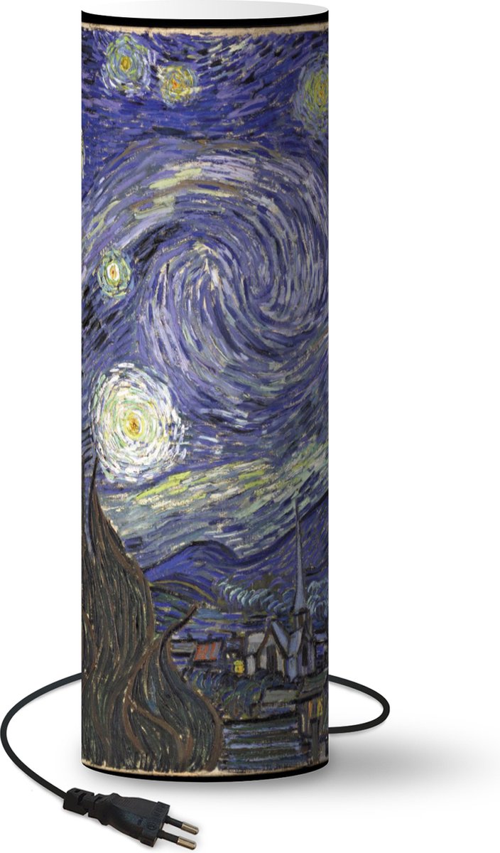 Lamp - Nachtlampje - Tafellamp slaapkamer - Sterrennacht - Vincent van Gogh - 60 cm hoog - Ø19.1 cm - Inclusief LED lamp