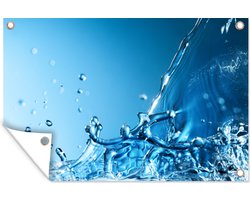 Tuinposters buiten Blauw - Water - Druppel - 90x60 cm - Tuindoek - Buitenposter