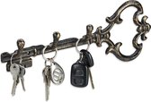 Relaxdays 1x sleutelrekje vintage - sleutel organizer 3 haken- sleutelrek 3 haken brons