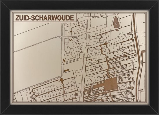 Houten stadskaart van Zuid-Scharwoude