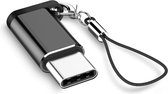 Micro Usb naar Usb C Adapter - Mini Sleutelhanger Adapter - Zwart