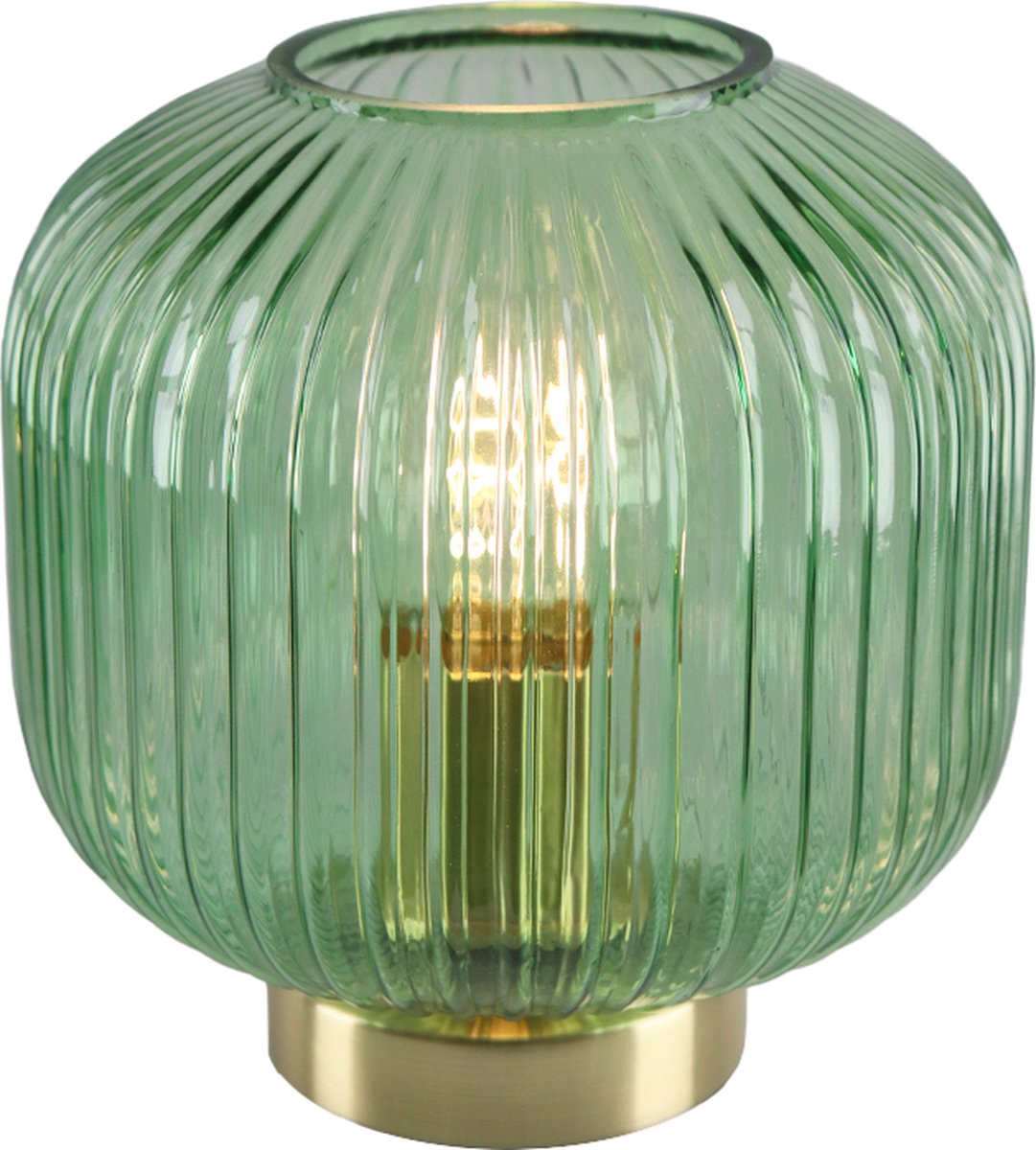 Olucia Charlois - Retro Tafellamp - Aluminium/Glas - Goud;Groen