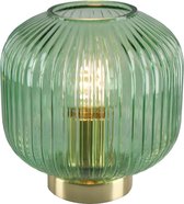 Olucia Charlois - Retro Tafellamp - Aluminium/Glas - Groen;Goud