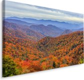 Schilderij - Prachtig berglandschap in Herfst Kleuren, Premium Print