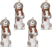 Decoratie Hanger set van 4 Hond Grijs, Wit Kunststof Kerst Hanger Decoratieve Accessoires