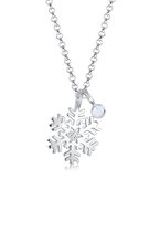 Elli Dames Halsketting Dames Snowflake Hanger Speels met Kristallen in 925 Sterling Zilver