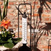 Thermometer Buiten 15*8*57 cm Zwart Ijzer, Glas Rond Thermometer Gietijzer Thermometer Tuin