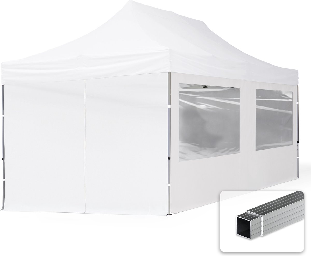 3x6 m Easy Up partytent Vouwpaviljoen, ECONOMY alu 32mm met zijwanden (panorama), wit
