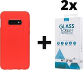 Siliconen Backcover Hoesje Samsung Galaxy S10e Rood - 2x Gratis Screen Protector - Telefoonhoesje - Smartphonehoesje