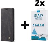 CaseMe Bookcase Pasjeshouder Hoesje Samsung S8 Plus Zwart - 2x Gratis Screen Protector - Telefoonhoesje - Smartphonehoesje
