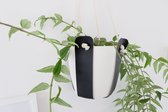 White Jungle - cintre pour plantes - cuir artificiel noir et coton - fait à la main en Belgique - durable - éco - plant - cintre pour pot de fleurs