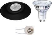 LED Spot Set - Pragmi Nivas Pro - GU10 Fitting - Inbouw Rond - Mat Zwart - Trimless - Kantelbaar - Ø150mm - Philips - SceneSwitch 827 36D - 1.5W-5W - Warm Wit 2200K-2700K - Dimbaar - BSE